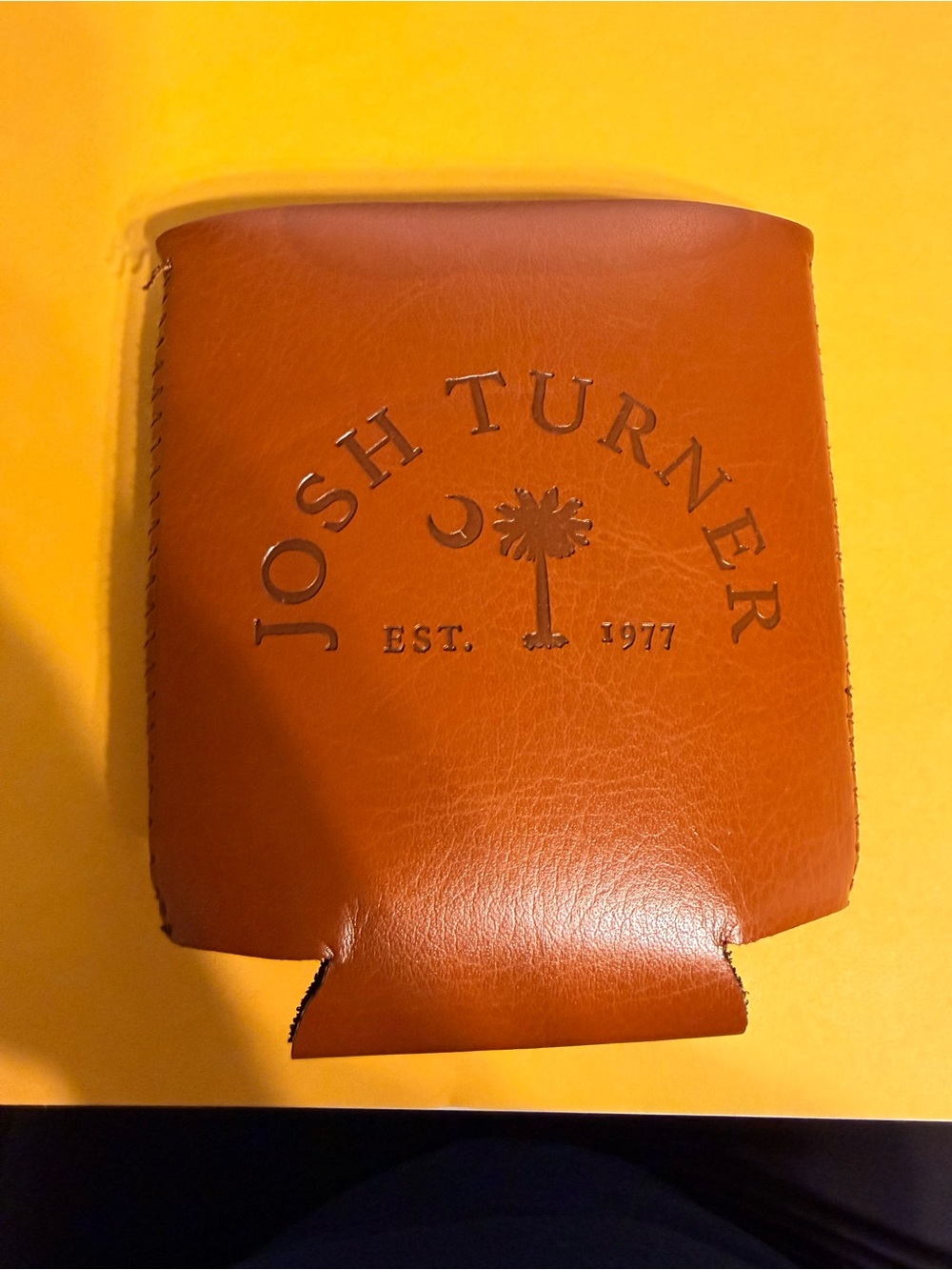 Tan Leather Can Cooler